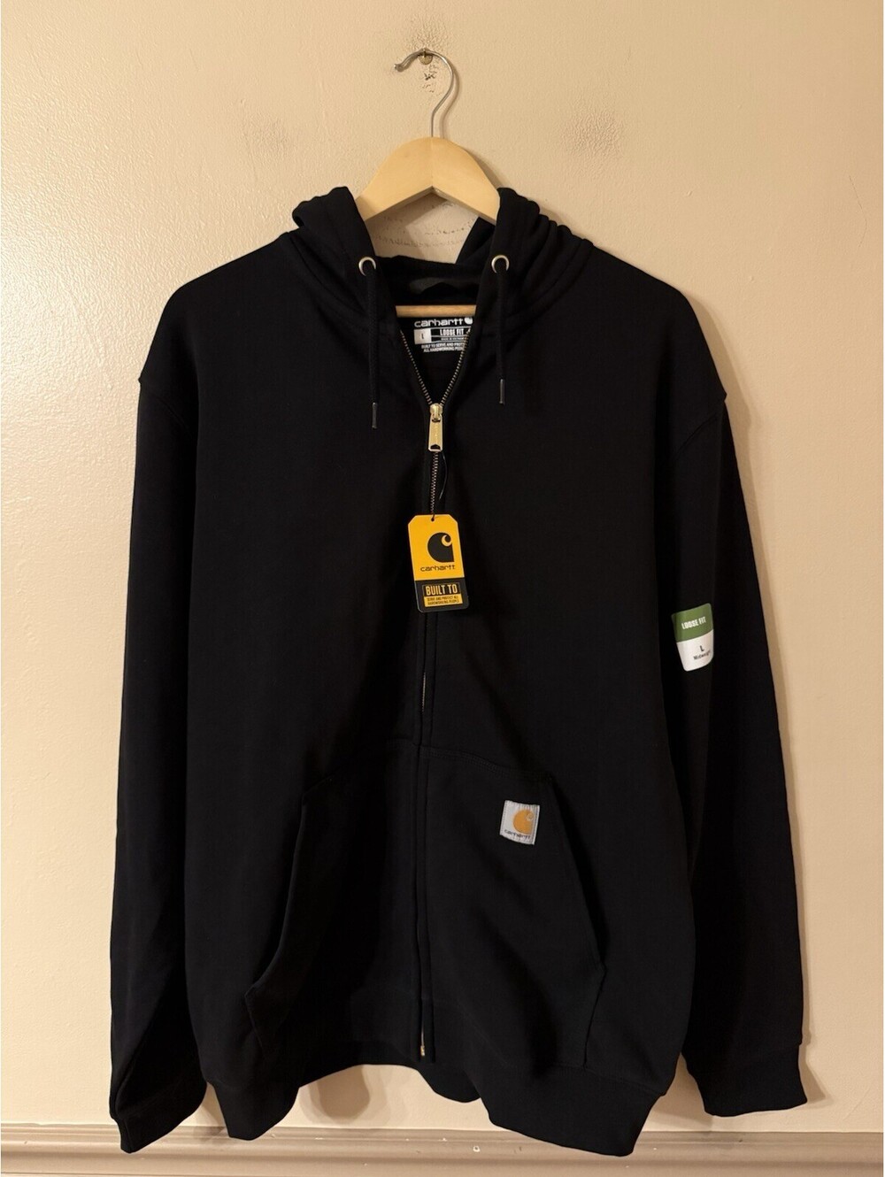Carhartt Marquette Full-Zip Hooded Sweatshirt Midweight Loose Fit Men’s L Black - Picture 3 of 7